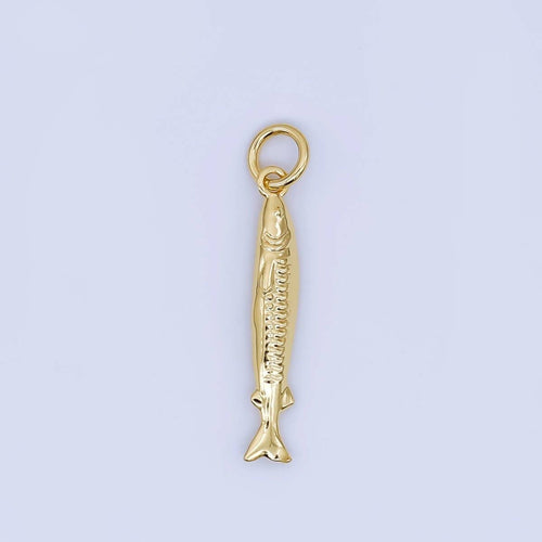 24K Gold Filled Small sardine charm Under The Sea Ocean Fish Pendant | AJ466 AJ467