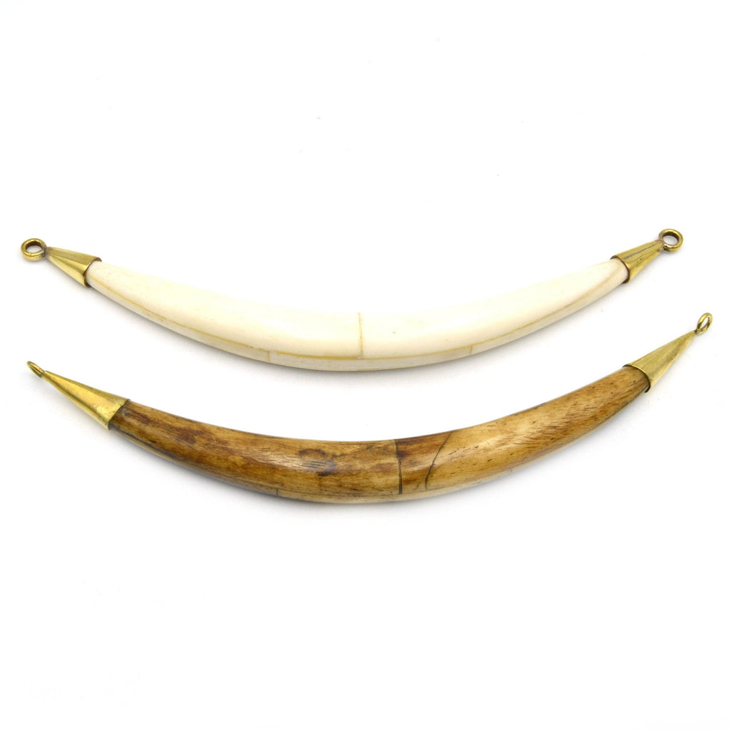 Curved Crescent Pendant | Ox Bone Double Bail Focal Pendant