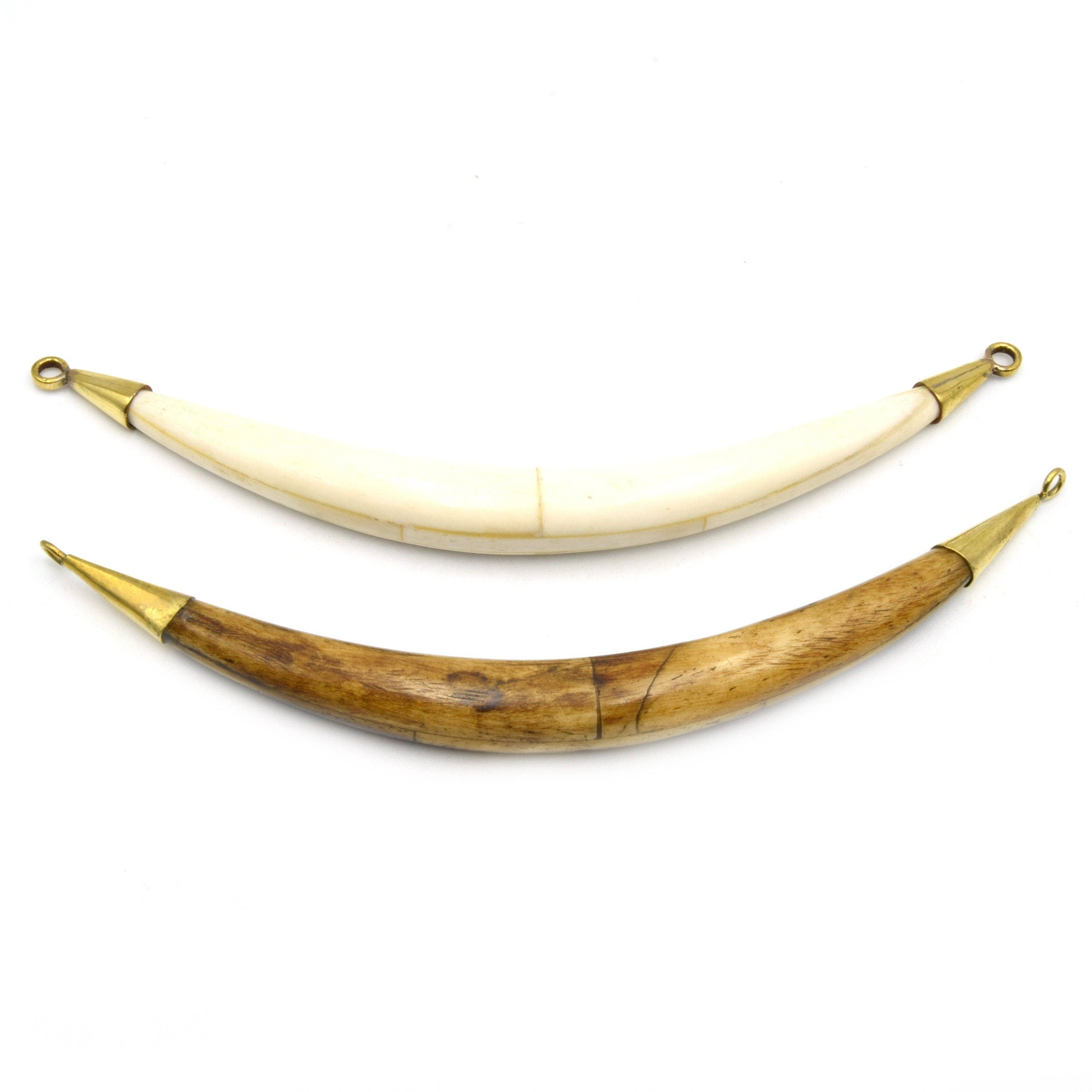 Curved Crescent Pendant | Ox Bone Double Bail Focal Pendant