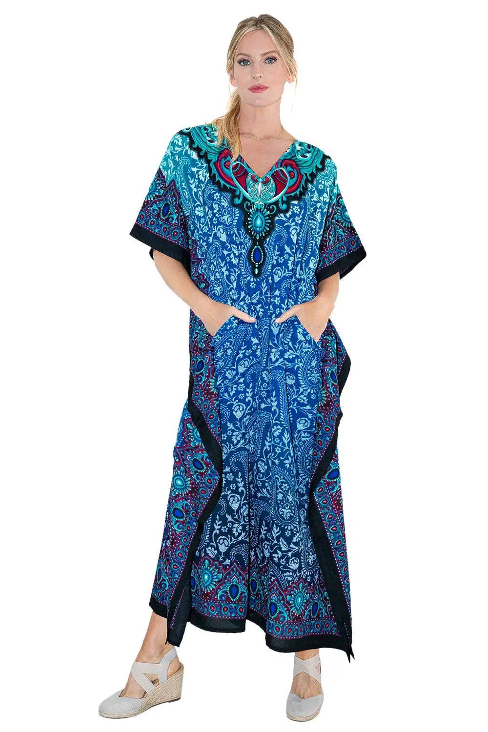 Women Long Kaftan Summer Caftan Dress, 4 Colors S-3XL, 101