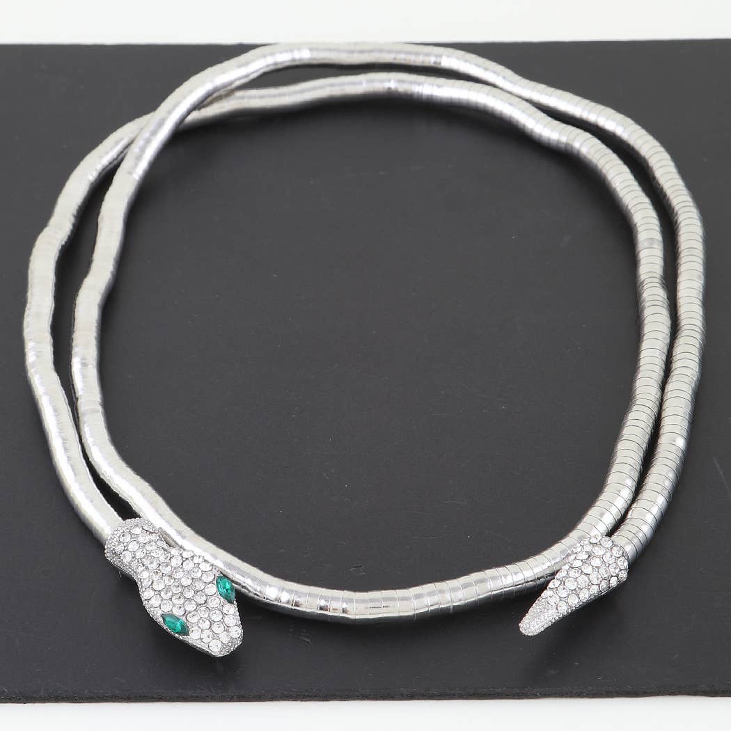 Jeweled Snake Wrap Necklace