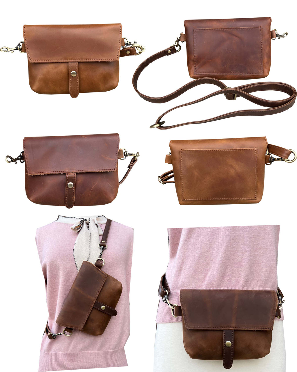 W022S crazy horse genuine leather crossbody