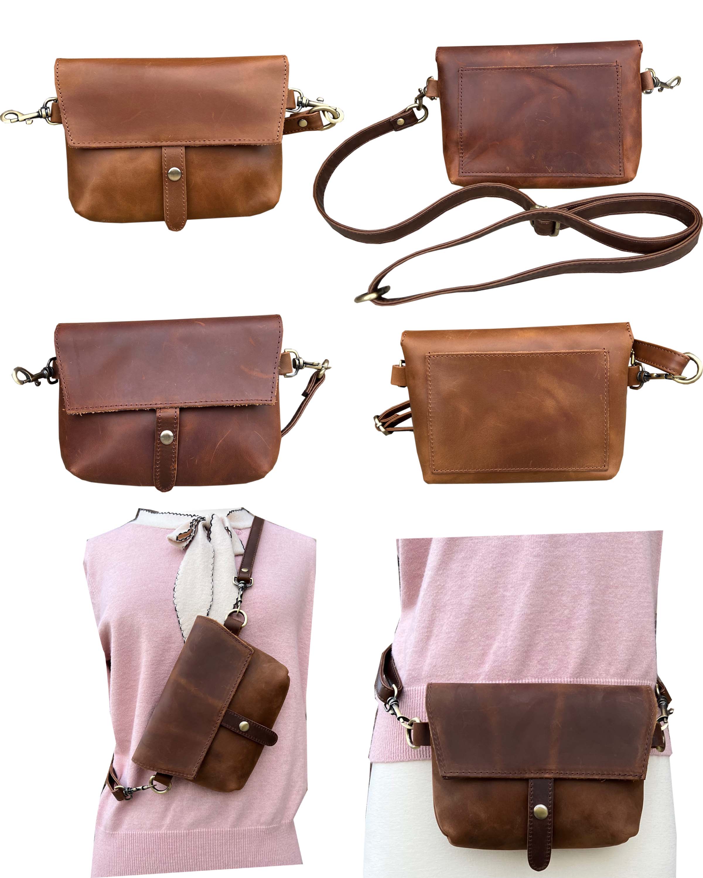 W022S crazy horse genuine leather crossbody