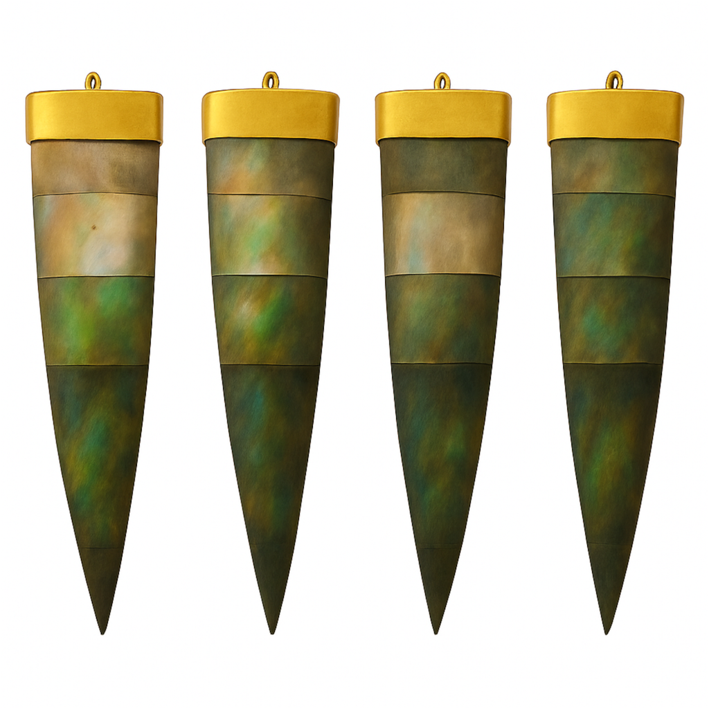 Abalone Shell Tusk Pendant | 85mm Flat Claw Charm | Gold Cap