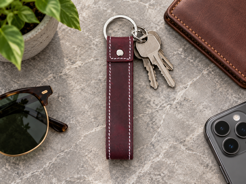 Genuine Leather Keychain, Keychain RIng, Handmade Key Tag