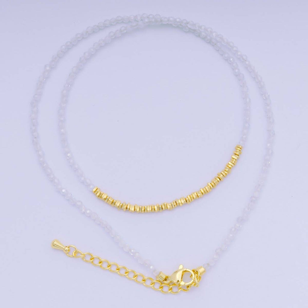 24K Gold Filled Colorful Gemstone Bead Necklace 16.92 Inch with Extender | WA-3626 - WA-3648