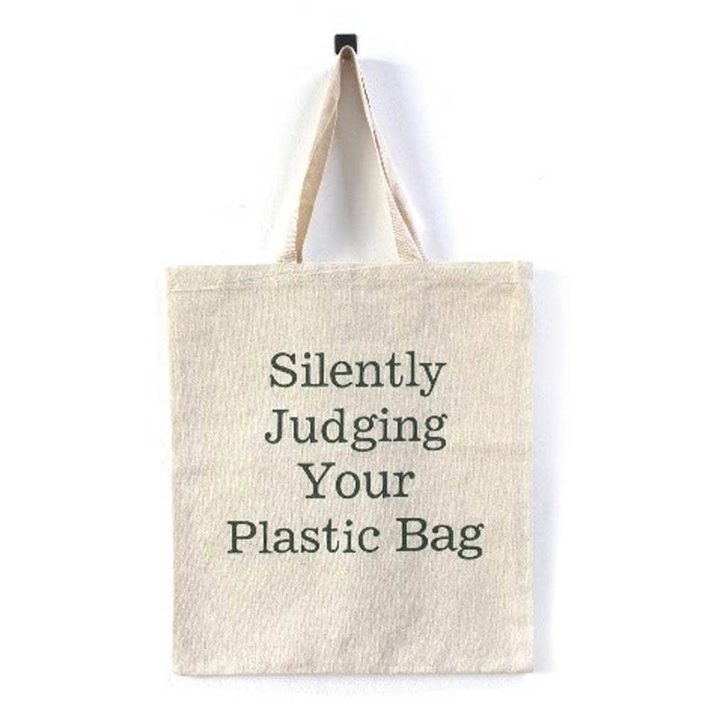 Silently Judging Your Plastic Bag Message Print Shoulder Tote Bag