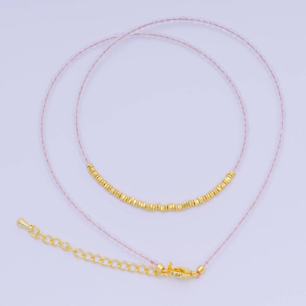 24K Gold Filled Colorful Gemstone Bead Necklace 16.92 Inch with Extender | WA-3626 - WA-3648