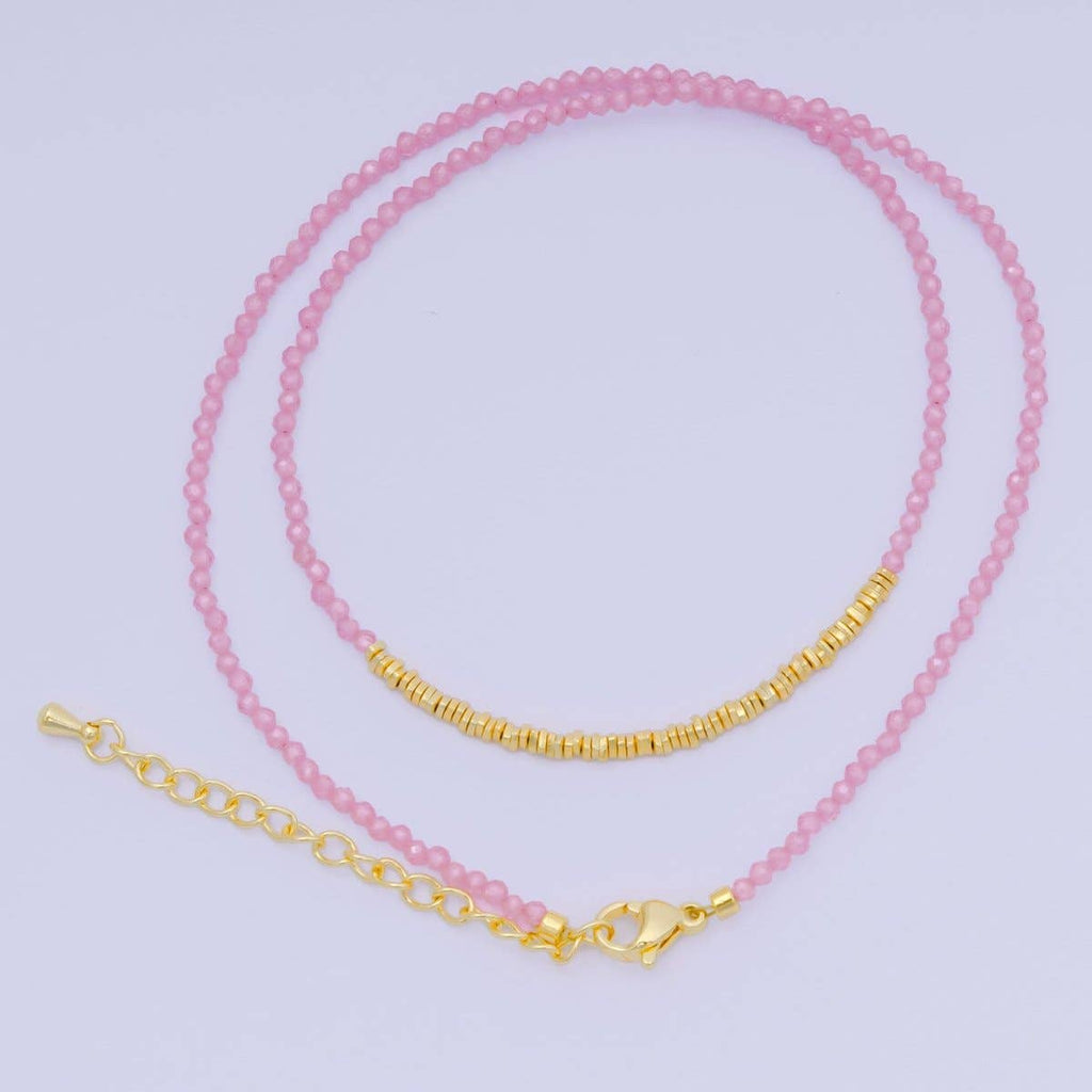 24K Gold Filled Colorful Gemstone Bead Necklace 16.92 Inch with Extender | WA-3626 - WA-3648