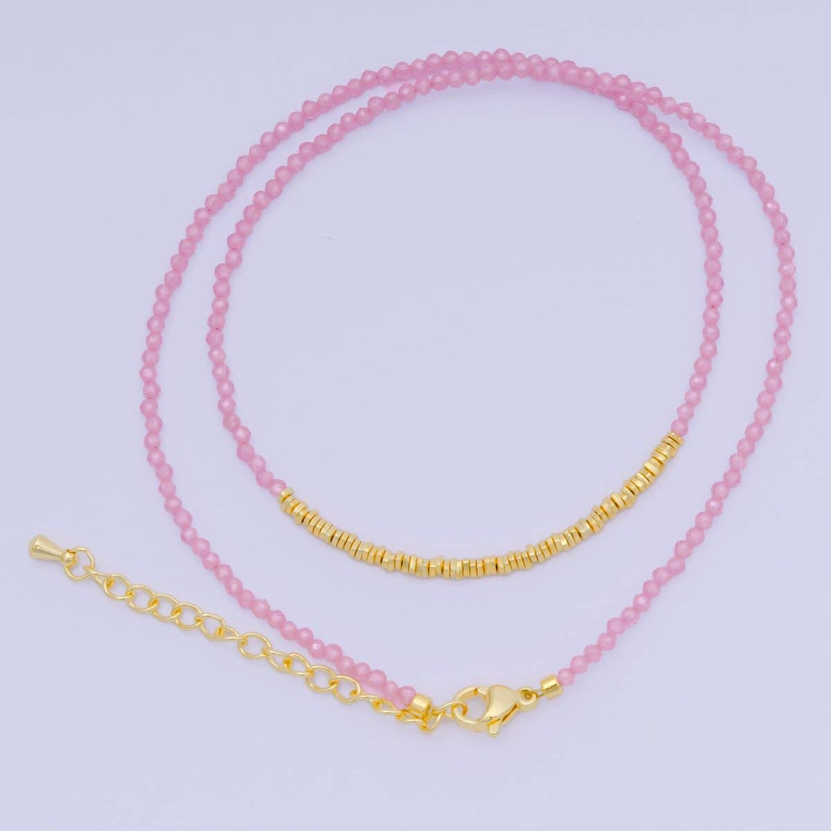 24K Gold Filled Colorful Gemstone Bead Necklace 16.92 Inch with Extender | WA-3626 - WA-3648