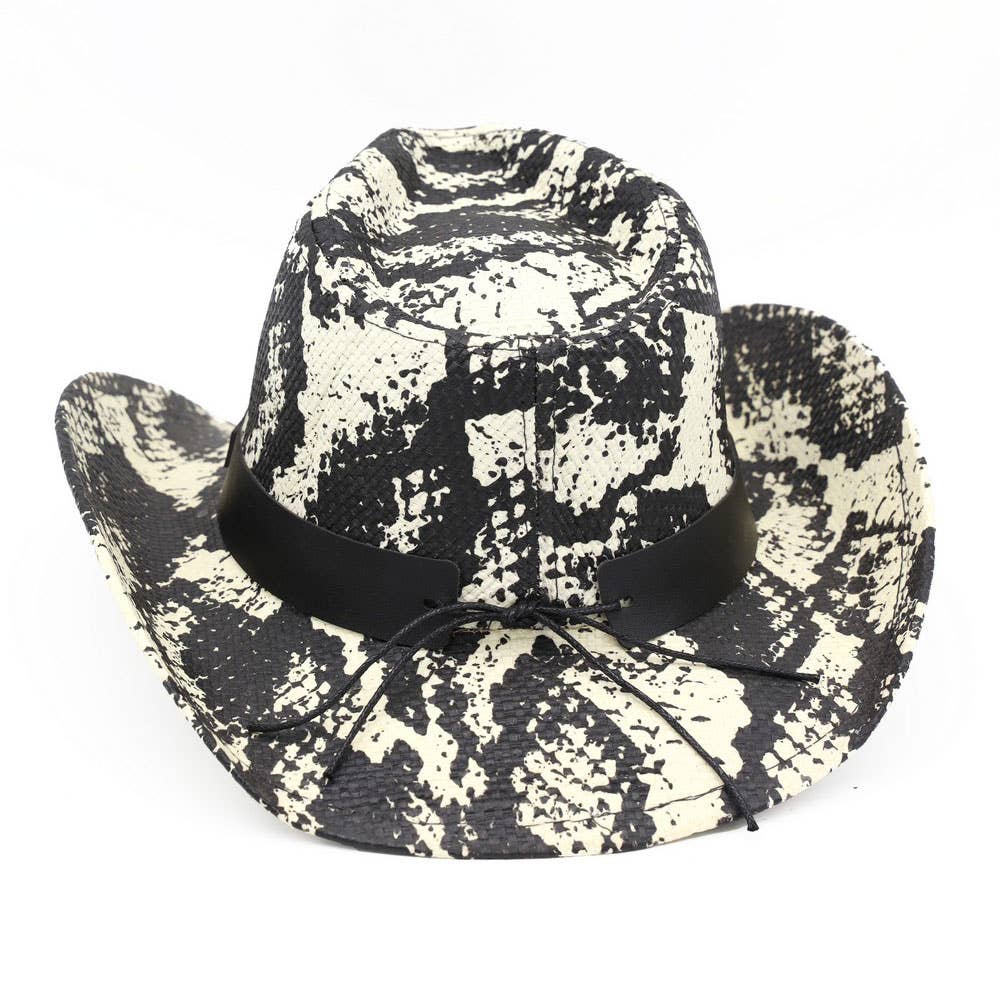 Steer Head Accent Snake Print Western Cowboy Hat