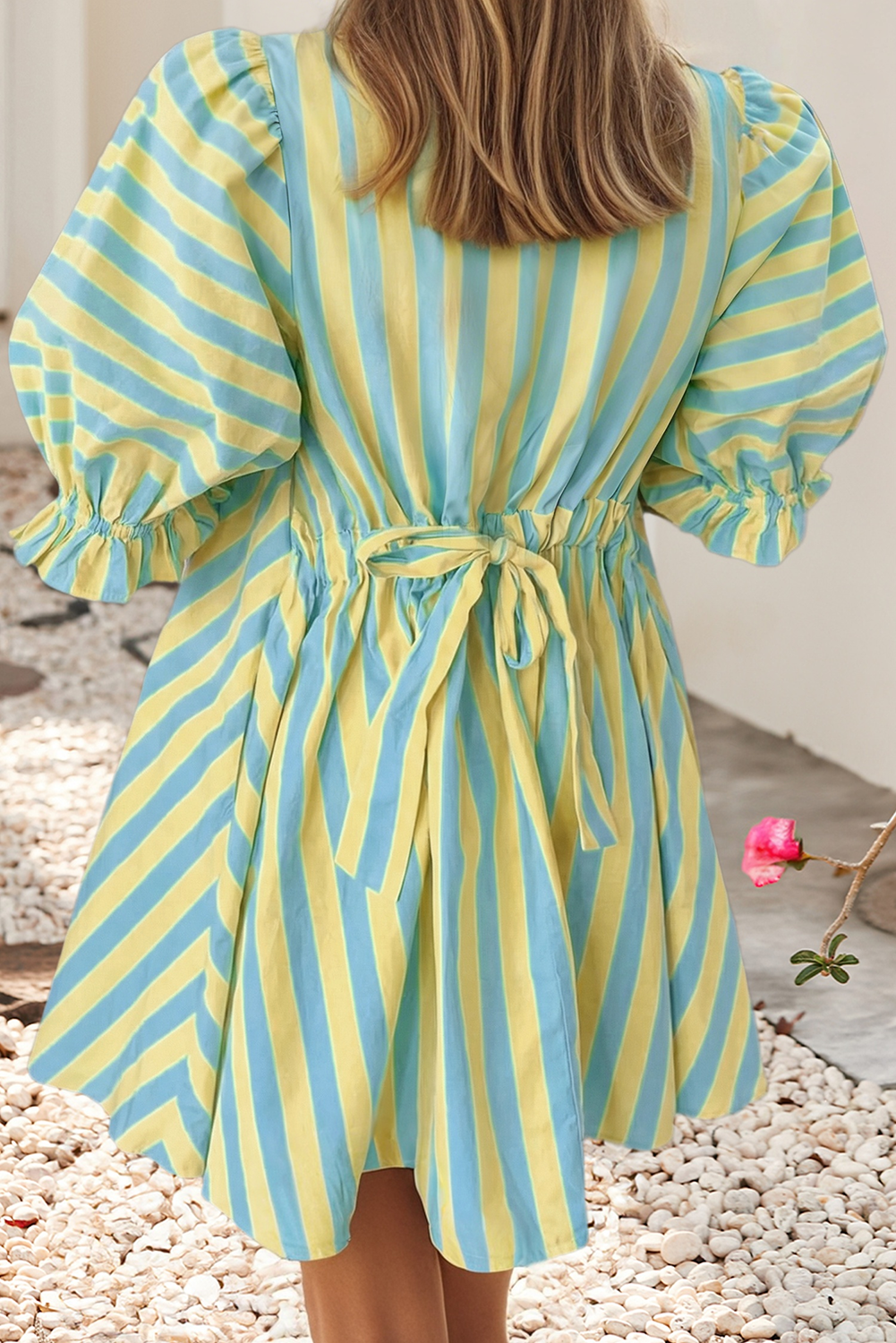 LDC Striped Short Sleeve Pocket Short Dress | S-4X