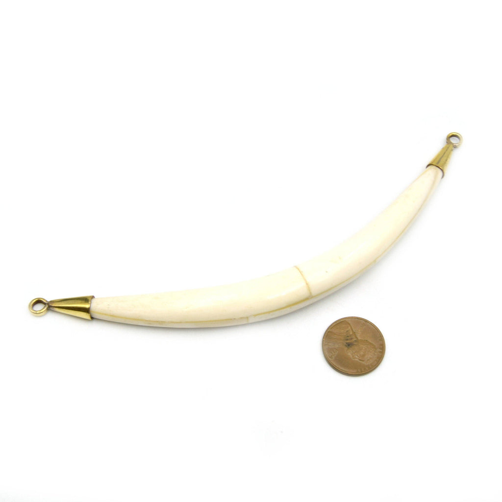 Curved Crescent Pendant | Ox Bone Double Bail Focal Pendant