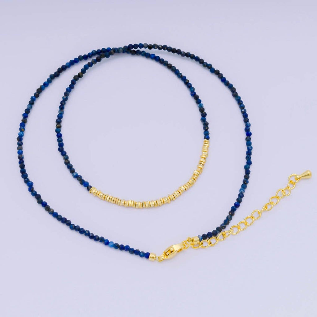 24K Gold Filled Colorful Gemstone Bead Necklace 16.92 Inch with Extender | WA-3626 - WA-3648