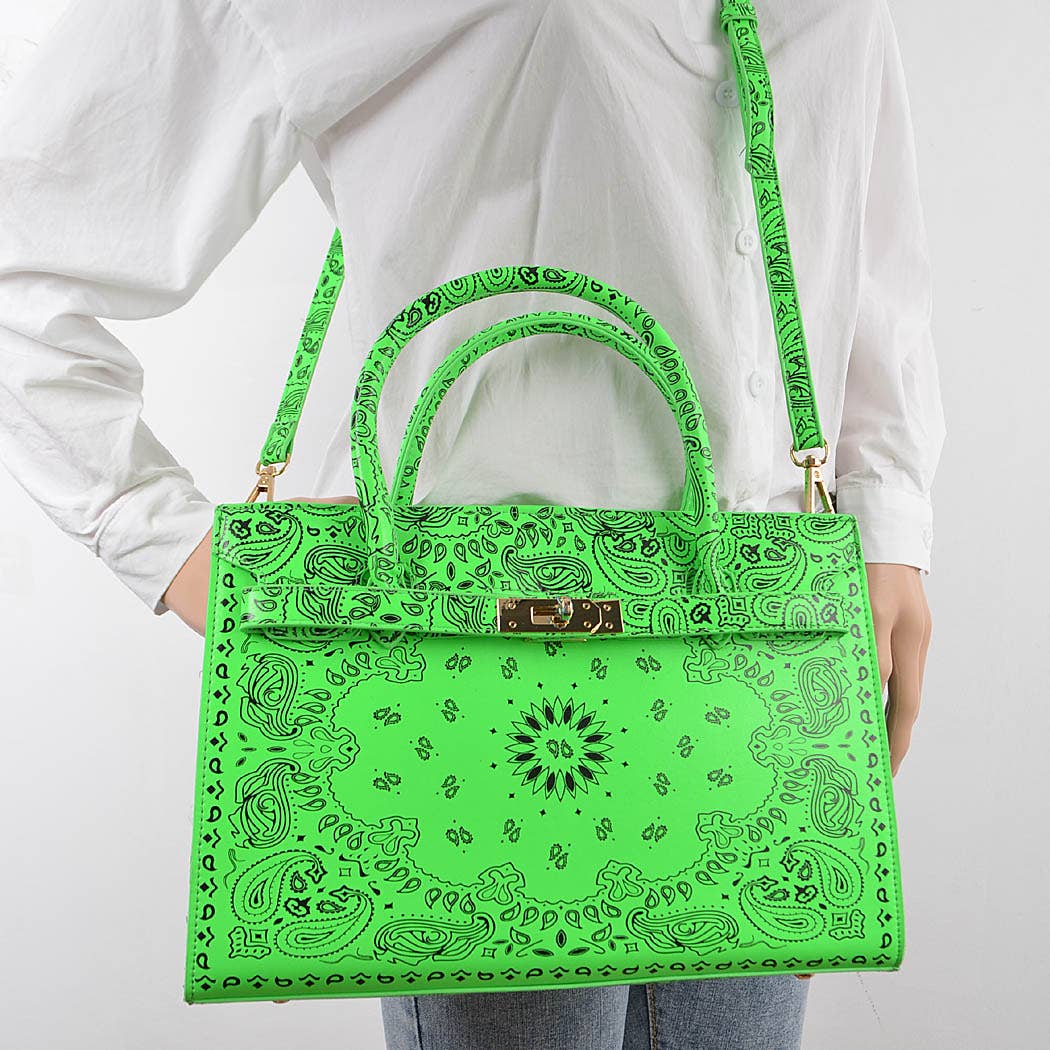 Neon Bandana Print Handles Tote Bag