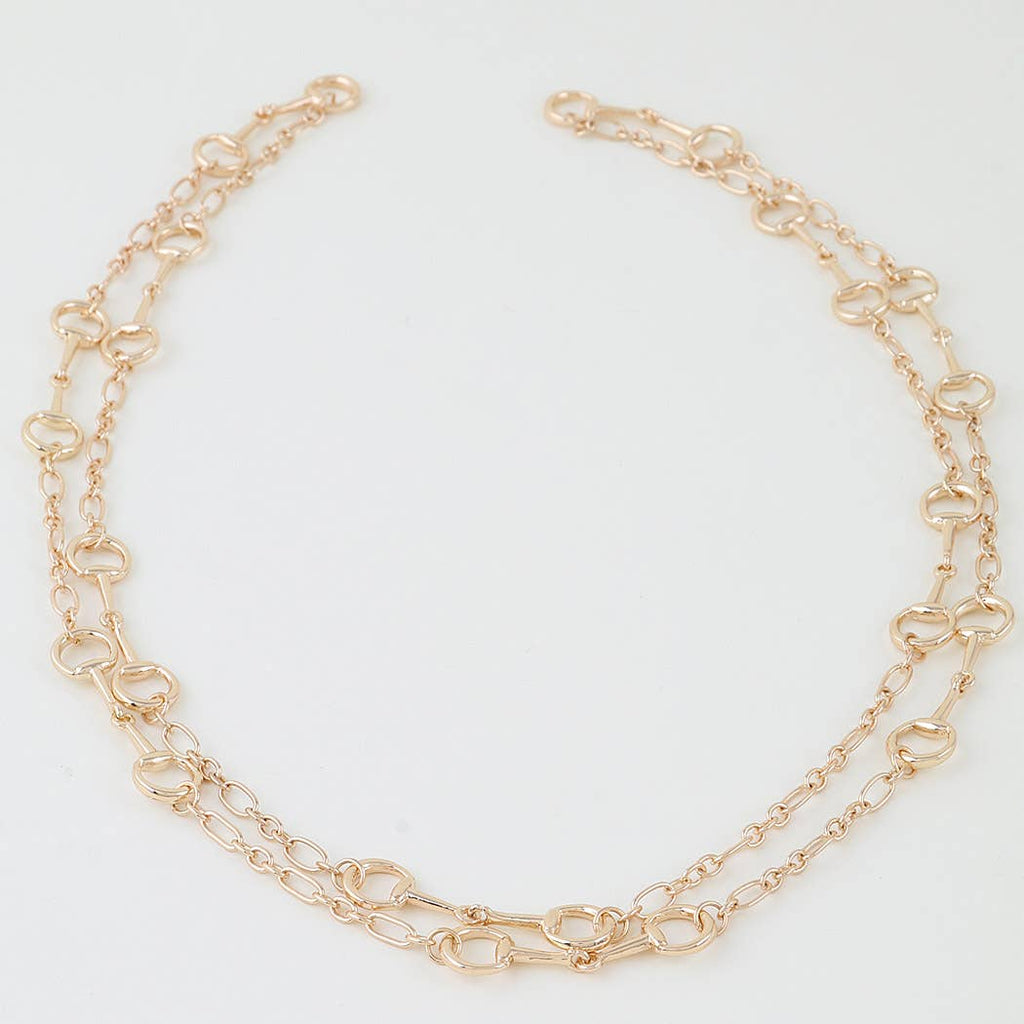 Double Horseshoe Chain Drop Necklace