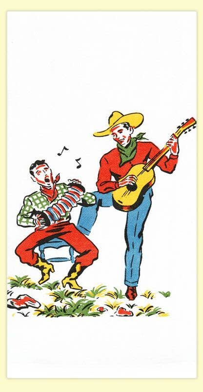 Singing Cowboys Retro Flour Sack Kitchen Tea Towel