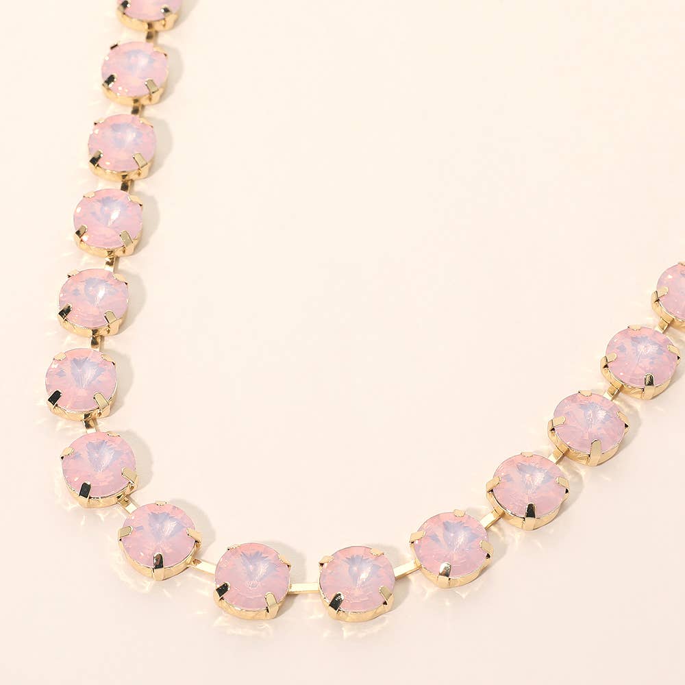Round Cut Stone Cluster Link Evening Necklace