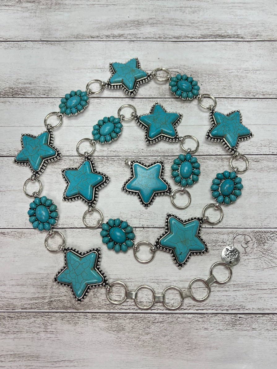Turquoise Star Concho Belt, Regular