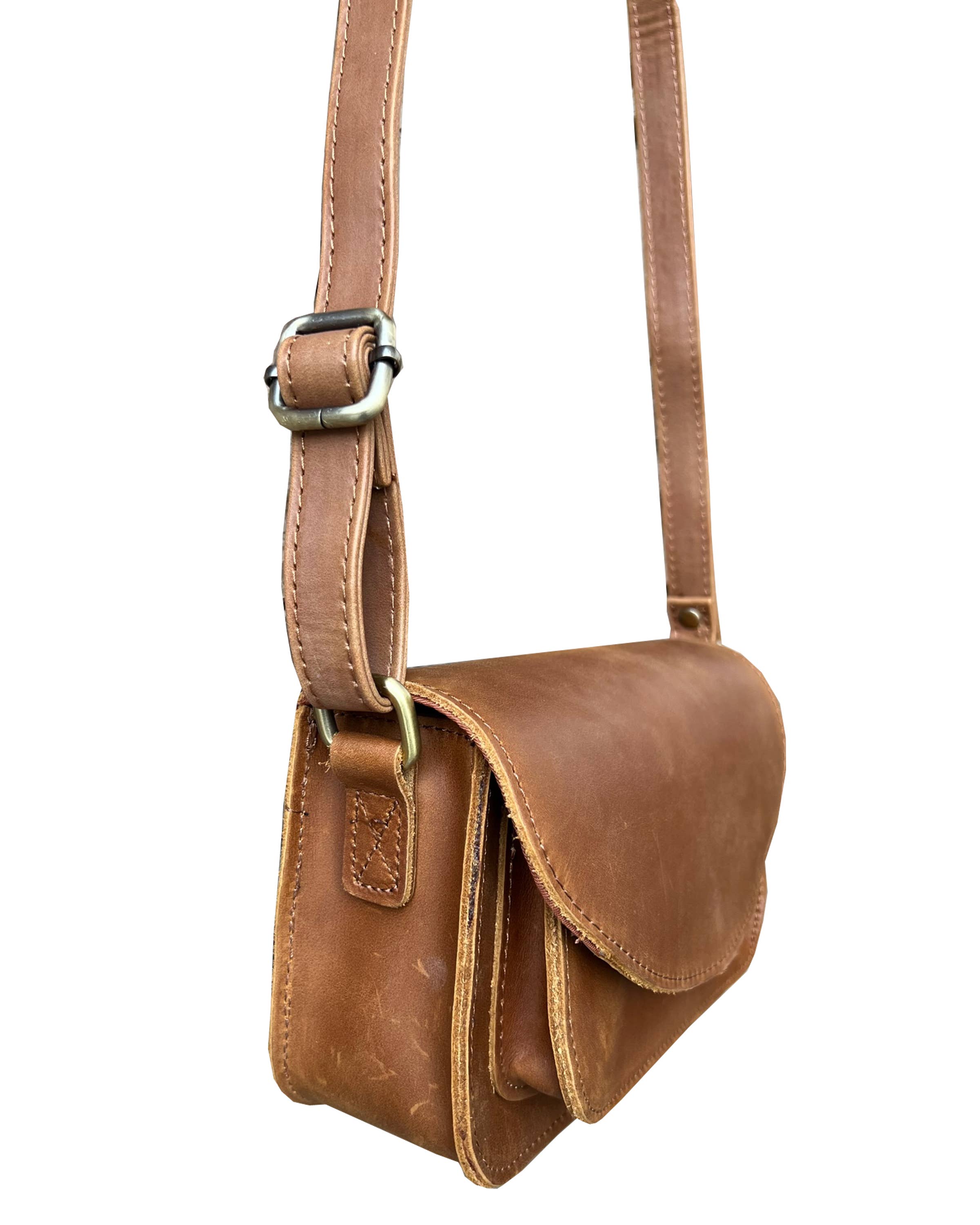W025 crazy horse genuine leather crossbody