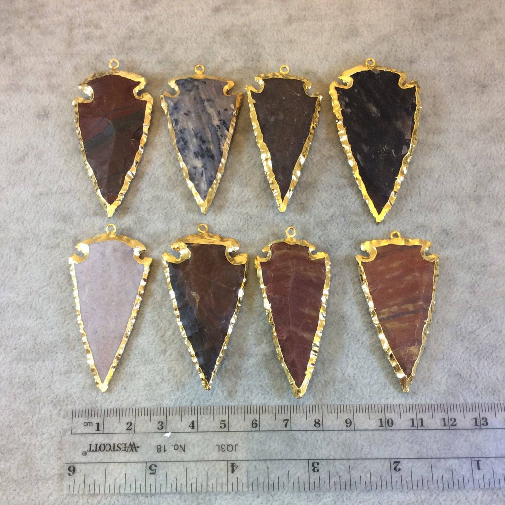 Mixed Jasper Arrowhead Pendant – Electroplated