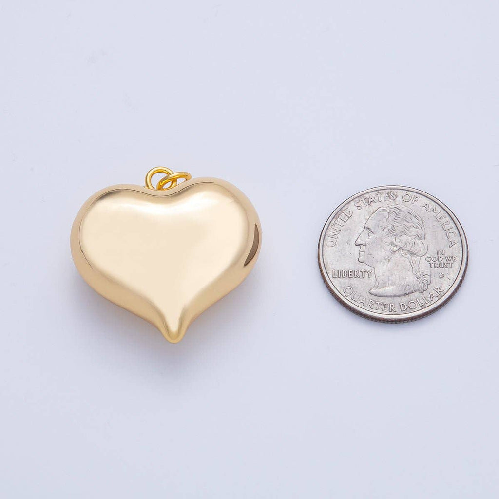 18K Gold Filled 30mm Minimalist Chubby Heart 3D Multidimensional Charm | AK123