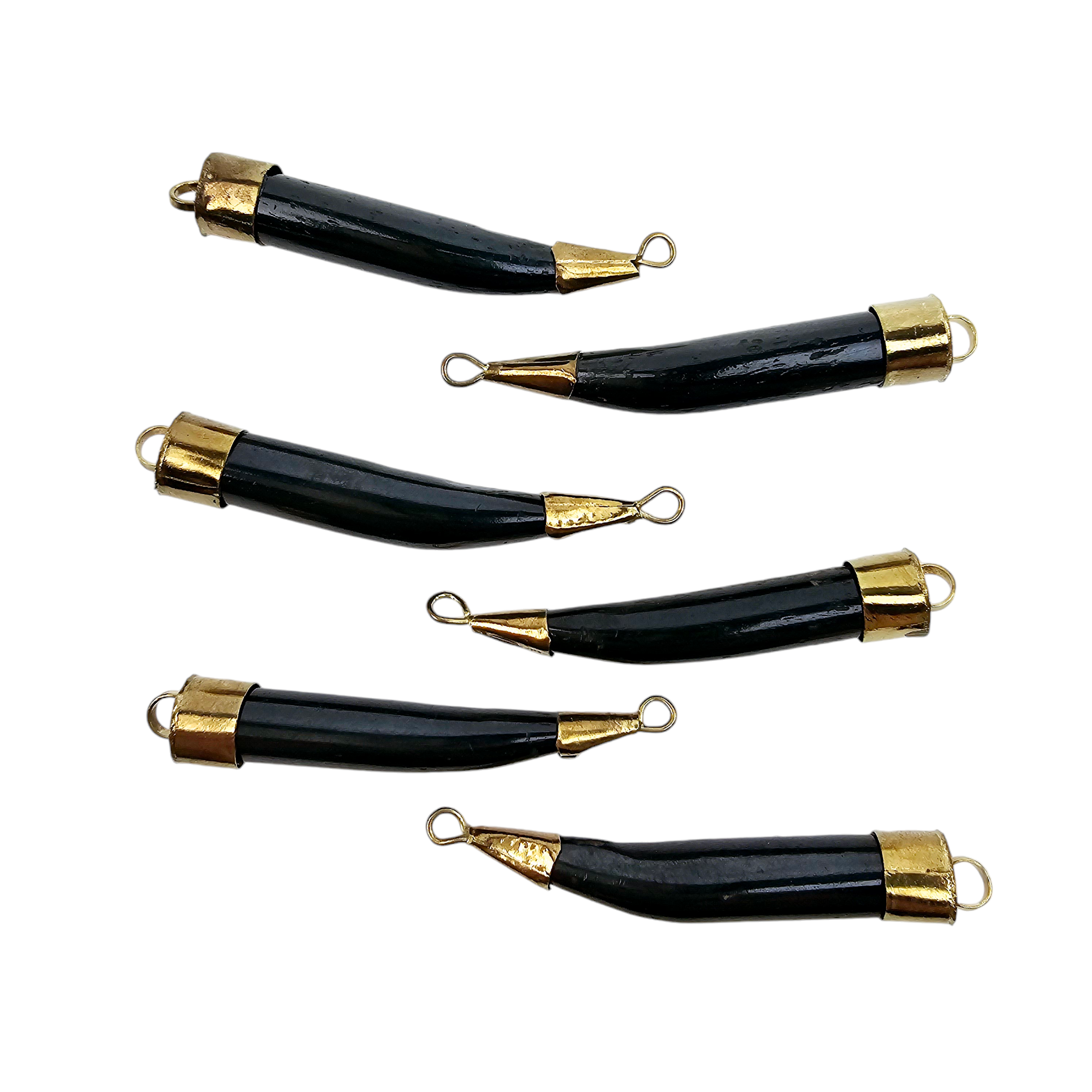 Sideways Tibetan Horn and Brass Pendant You Choose Color