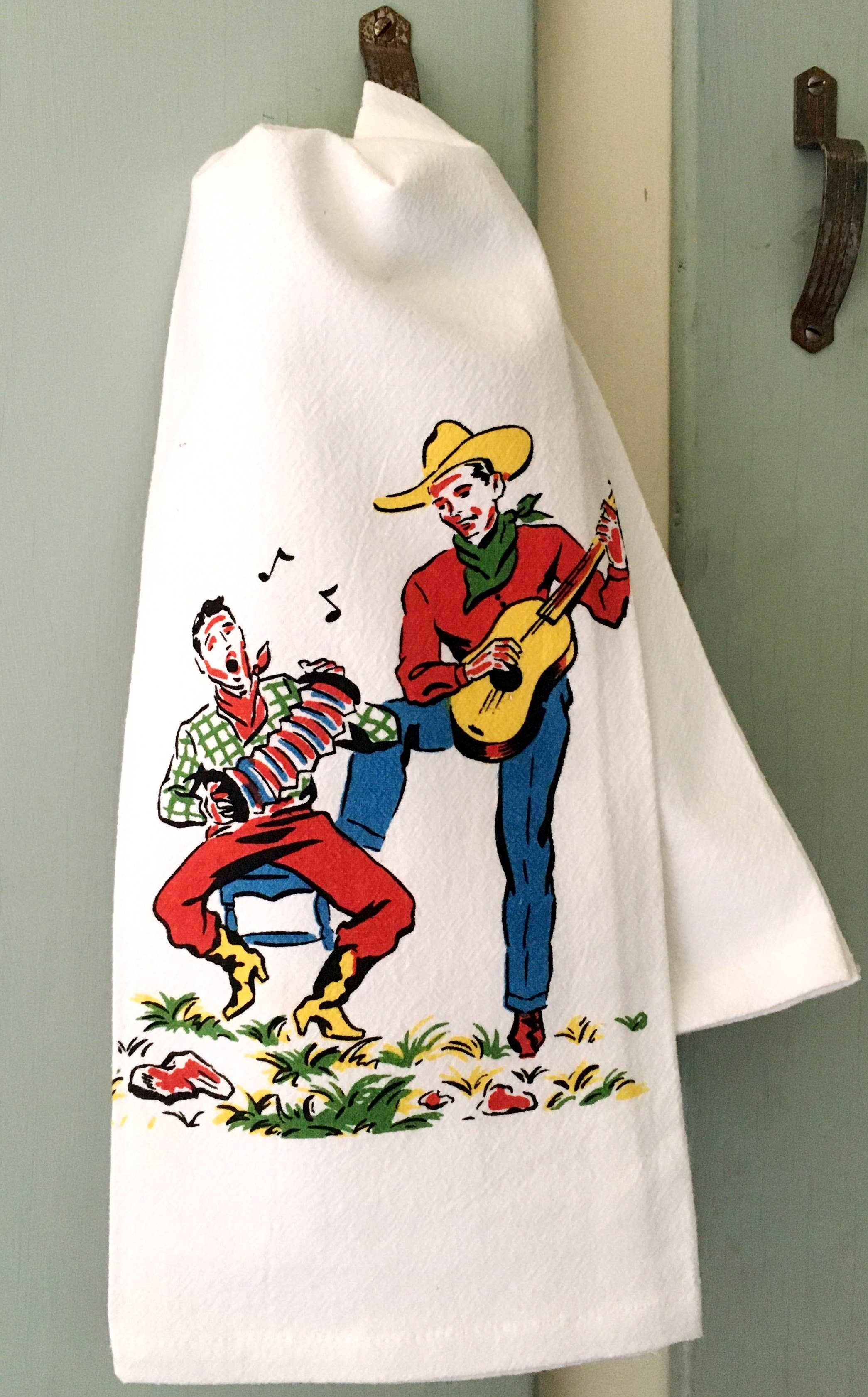 Singing Cowboys Retro Flour Sack Kitchen Tea Towel