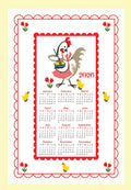 2026 Kitchen Chicken Calendar Tea Towel