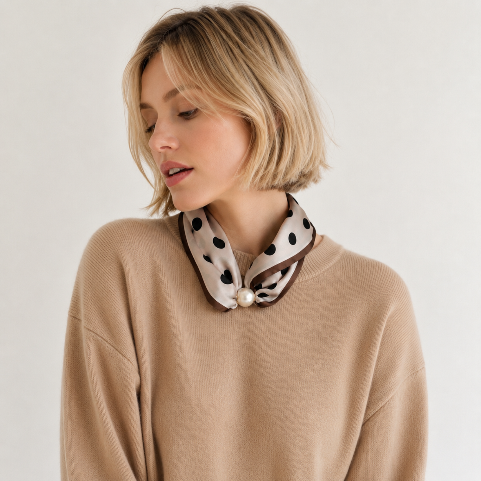 Ellison+Young Satin Twilly Scarf Necklace with Jeweled Magnetic Clasp
