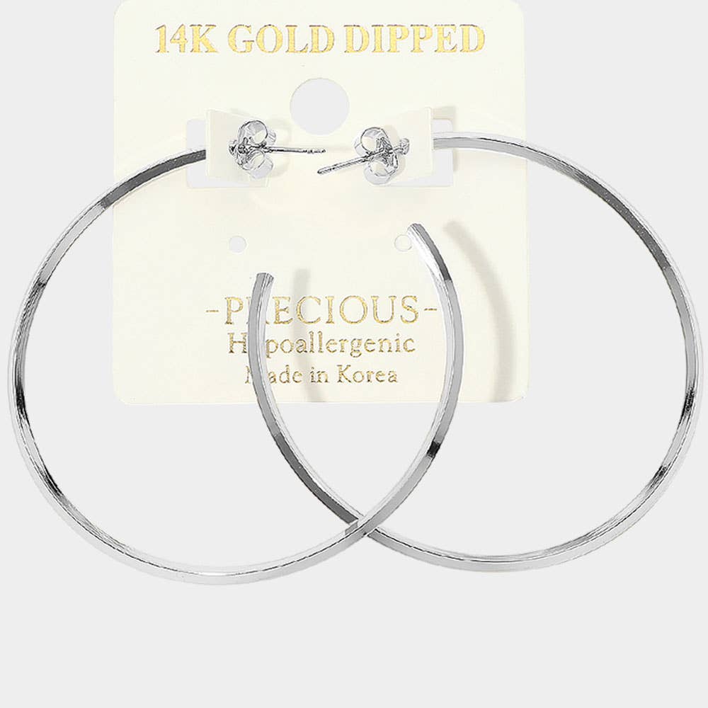14K Gold Dipped Classic Sleek Hoop Earrings