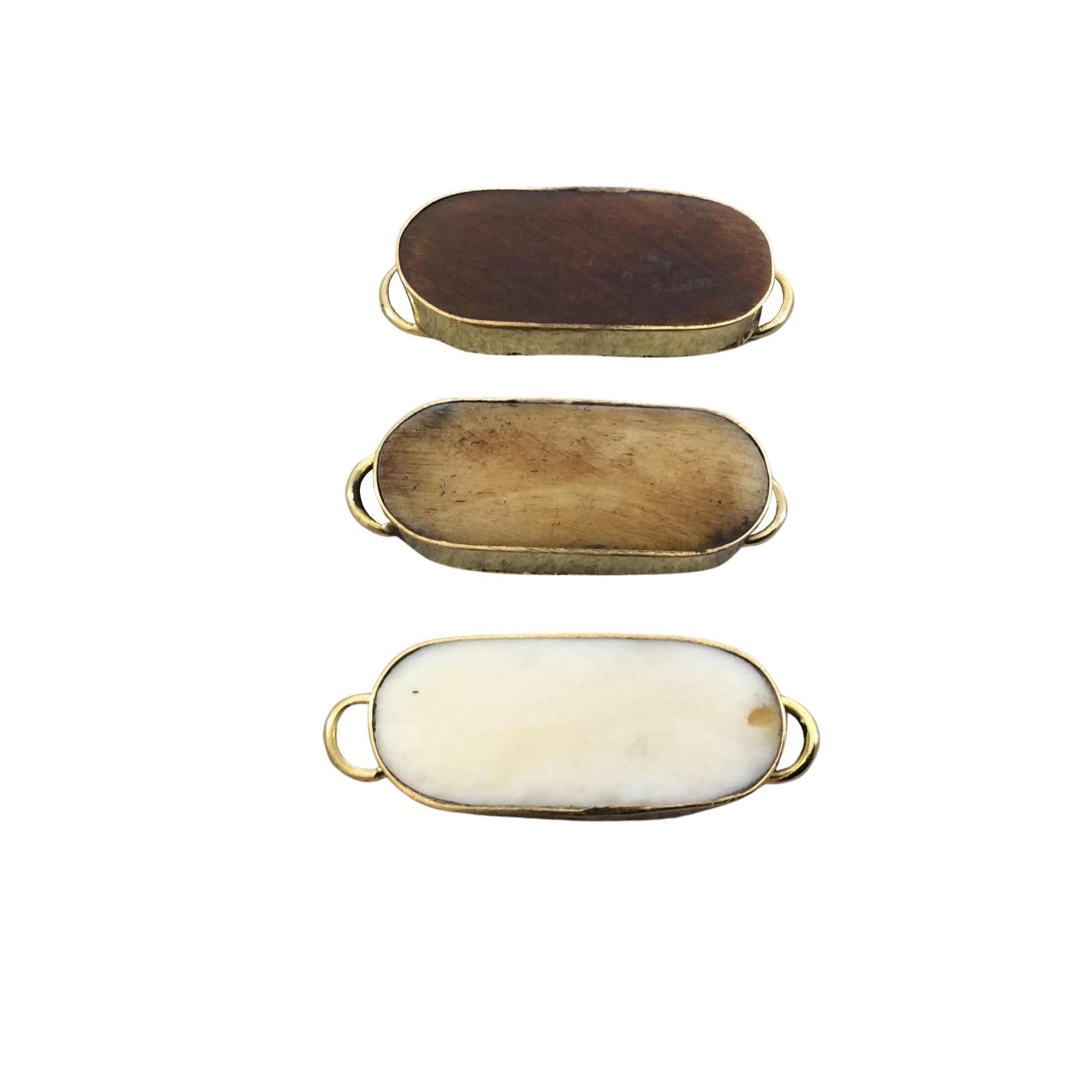 Ox Bone Oval Bezel Connector–Natural Bone Jewelry Component