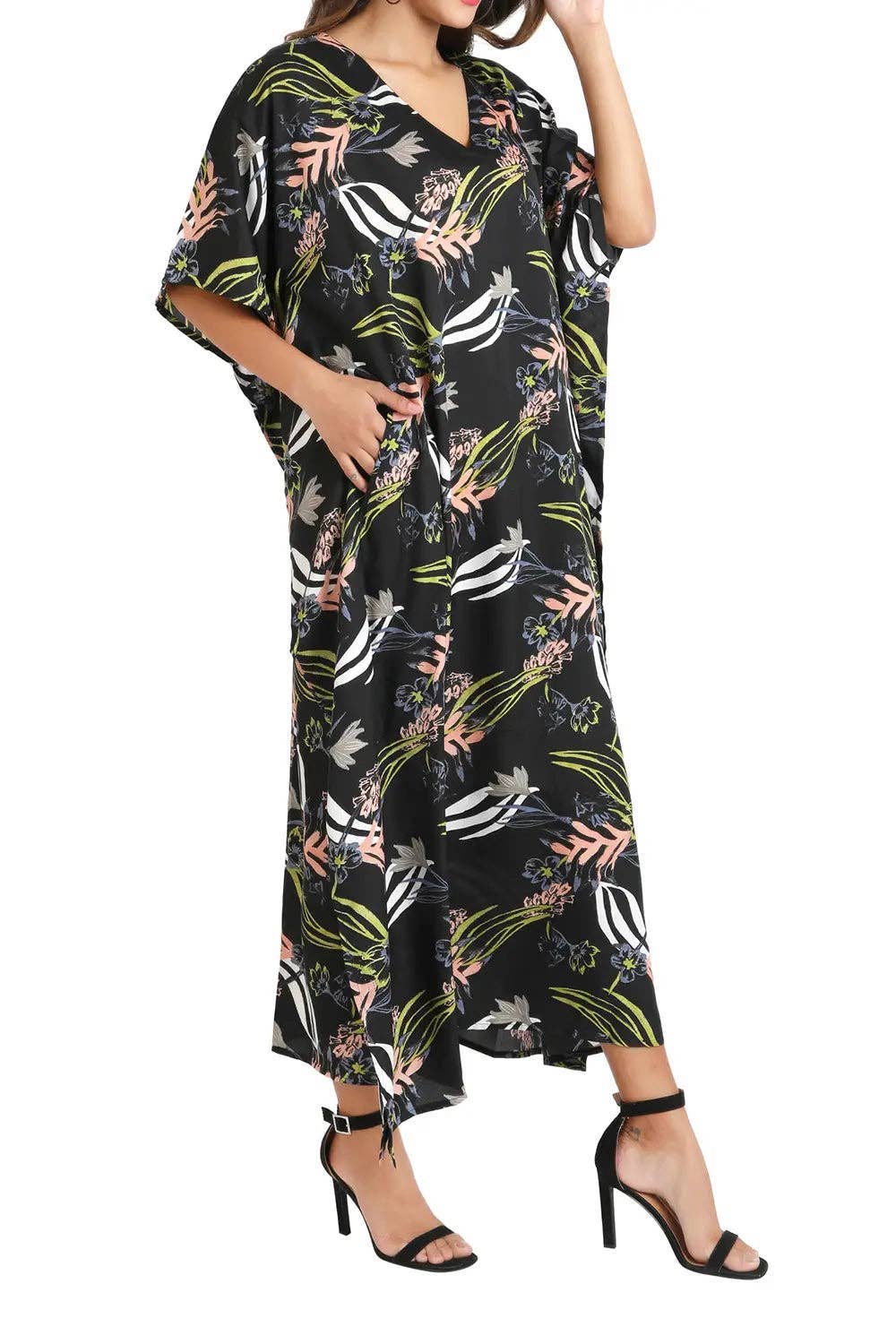 Women Long Kaftan Summer Caftan Dress, 5 Colors S-3XL, 154