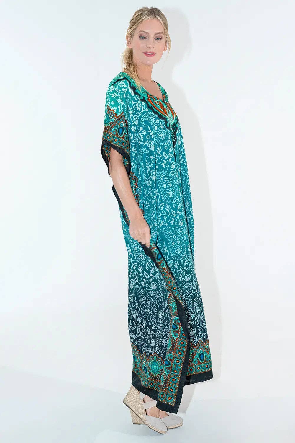 Women Long Kaftan Summer Caftan Dress, 4 Colors S-3XL, 101