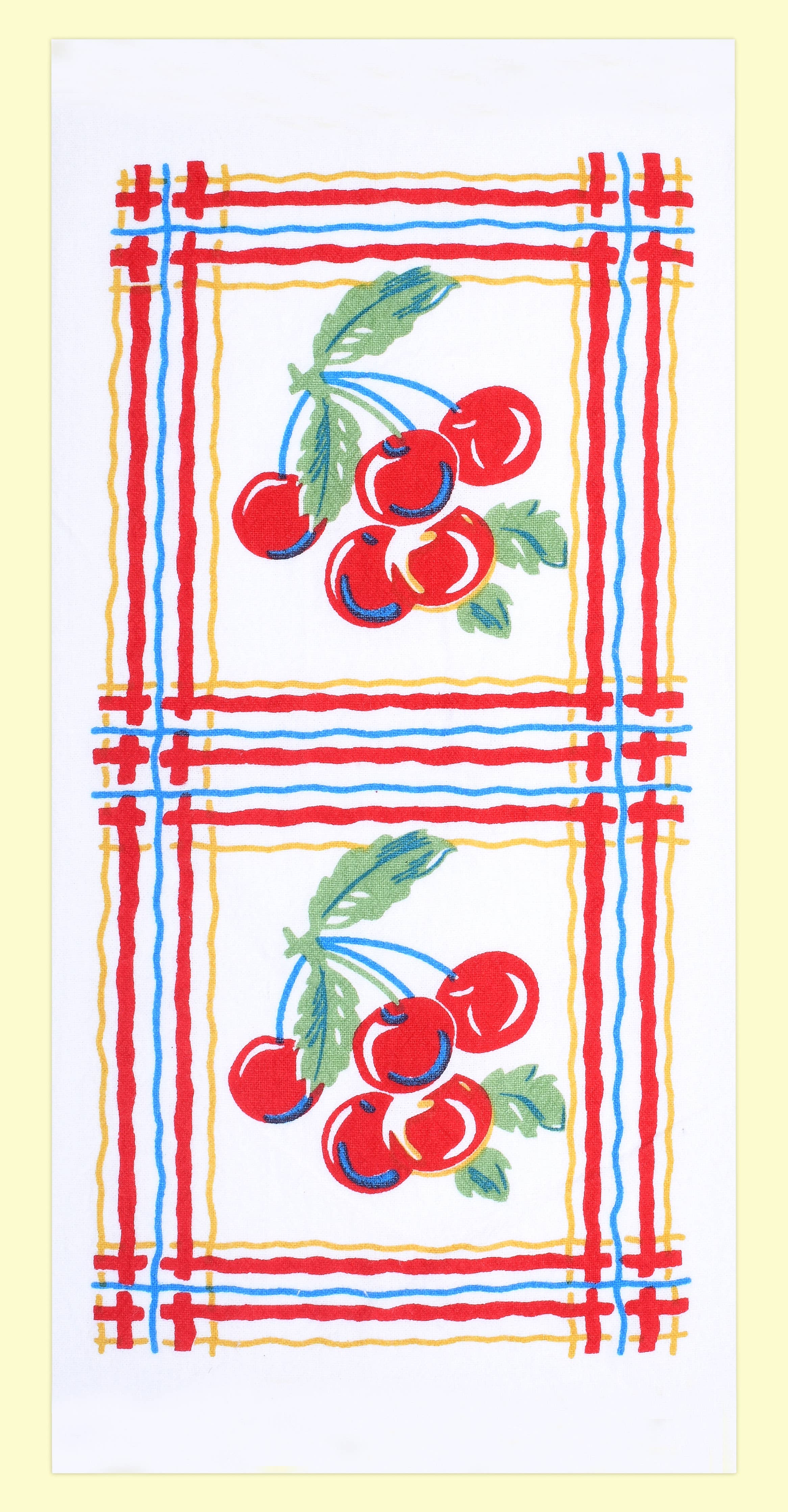 Sweet Cherries Retro Flour Sack Kitchen Towel