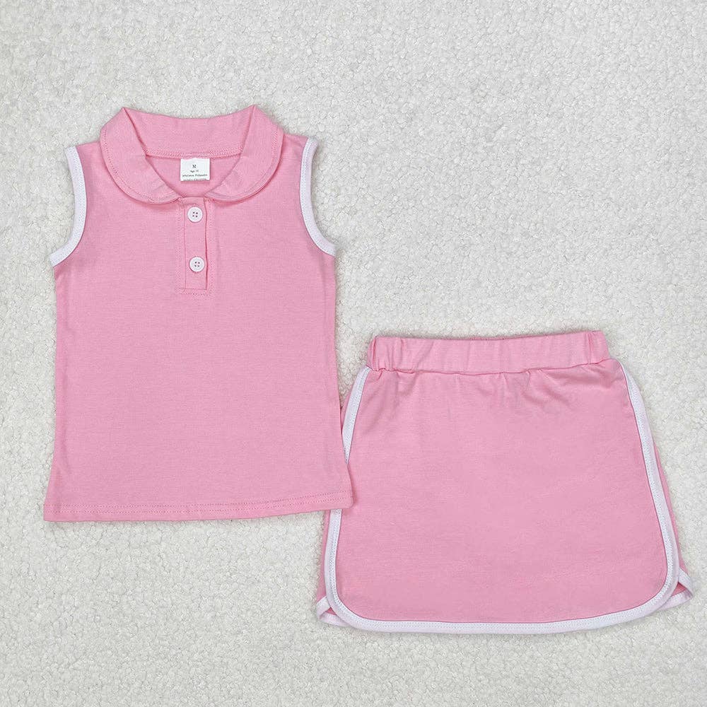 Baby Girls Pink Pullover Top Sports Skort Skirt Clothes Sets