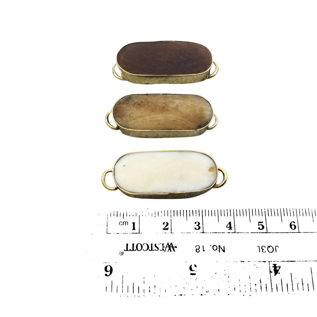 Ox Bone Oval Bezel Connector–Natural Bone Jewelry Component
