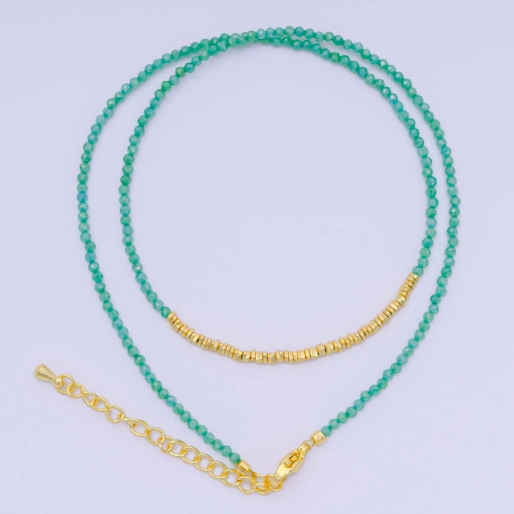 24K Gold Filled Colorful Gemstone Bead Necklace 16.92 Inch with Extender | WA-3626 - WA-3648