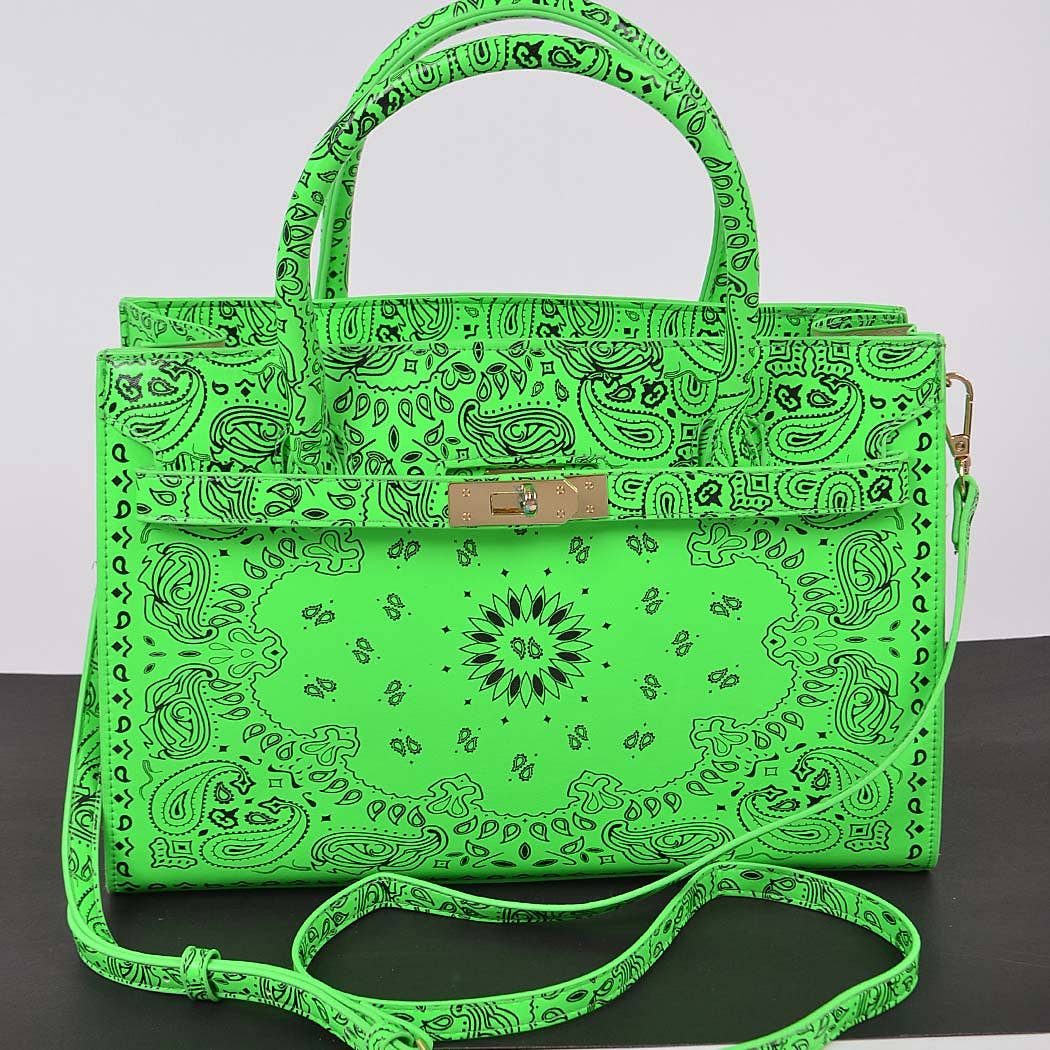 Neon Bandana Print Handles Tote Bag