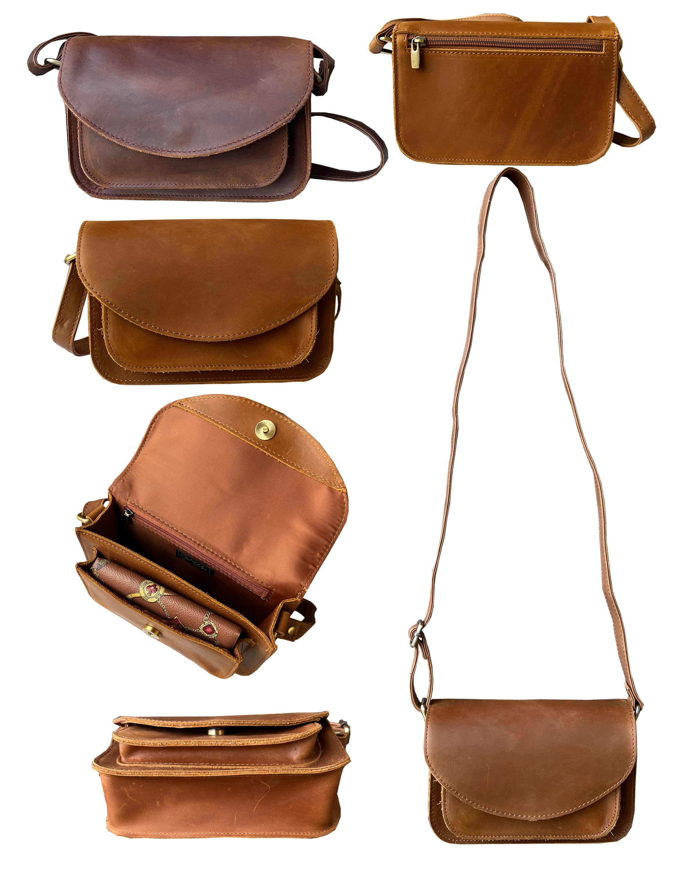 W025 crazy horse genuine leather crossbody