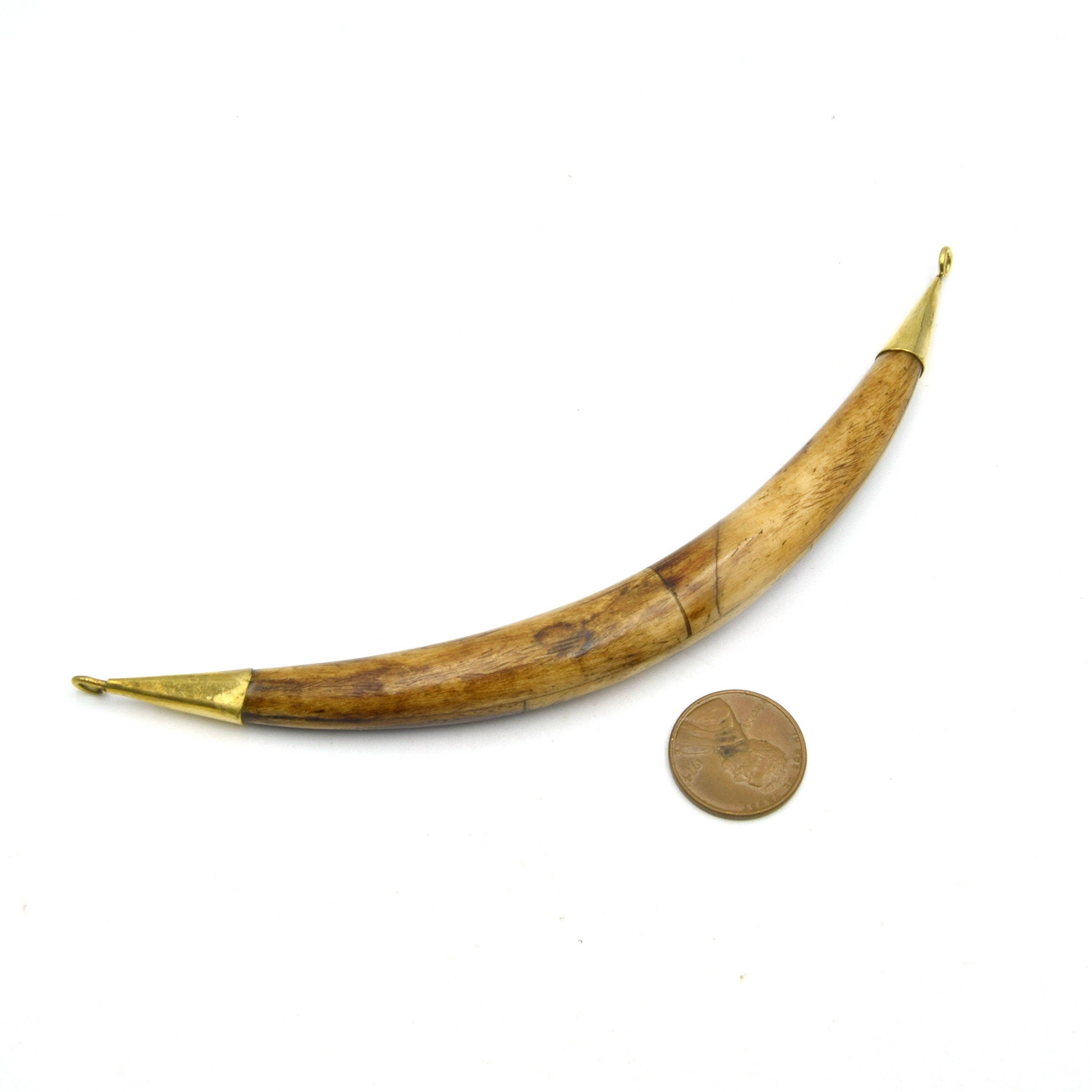 Curved Crescent Pendant | Ox Bone Double Bail Focal Pendant