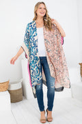 BOHEMIAN FLORAL PATCH PRINT KIMONO