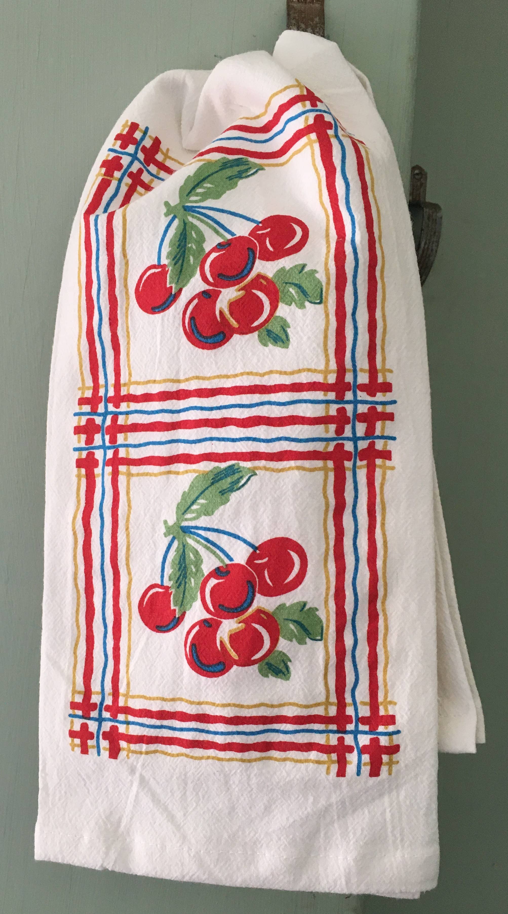 Sweet Cherries Retro Flour Sack Kitchen Towel
