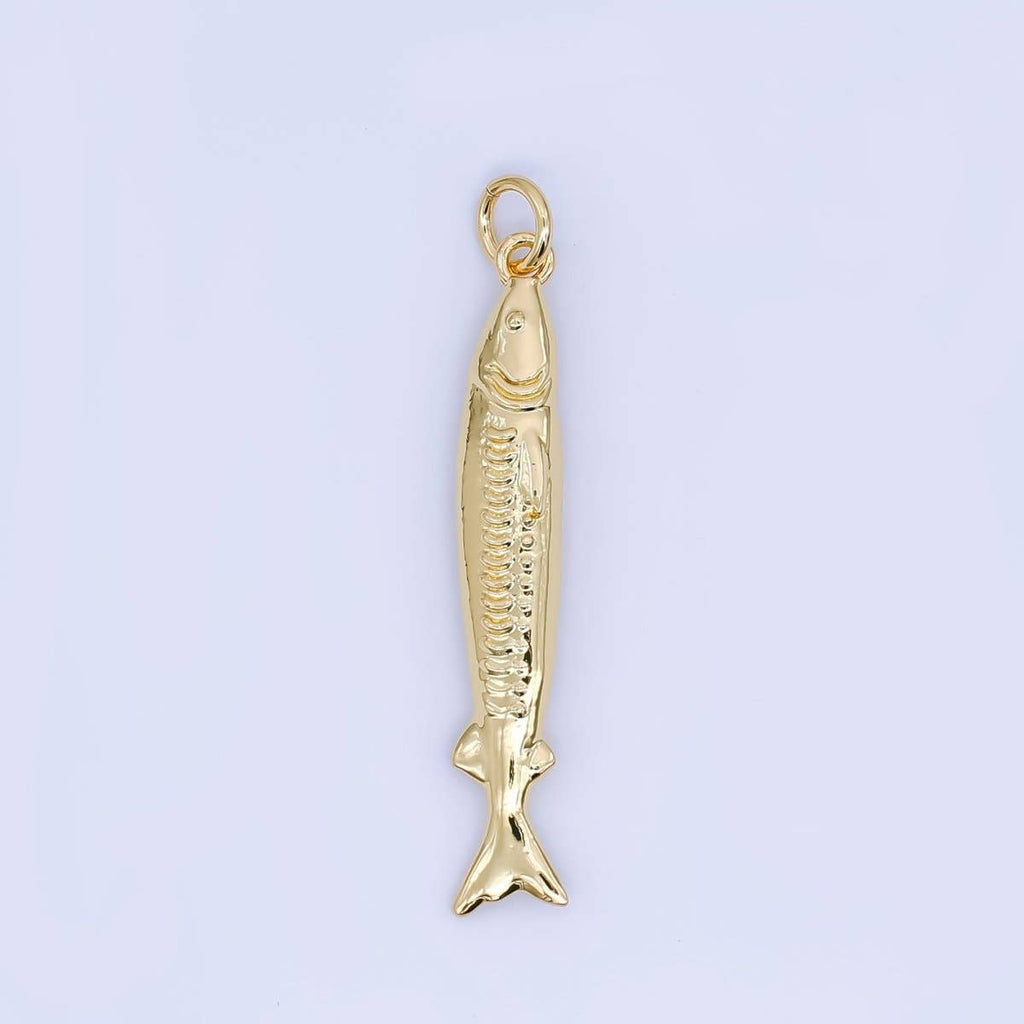 24K Gold Filled Small sardine charm Under The Sea Ocean Fish Pendant | AJ466 AJ467