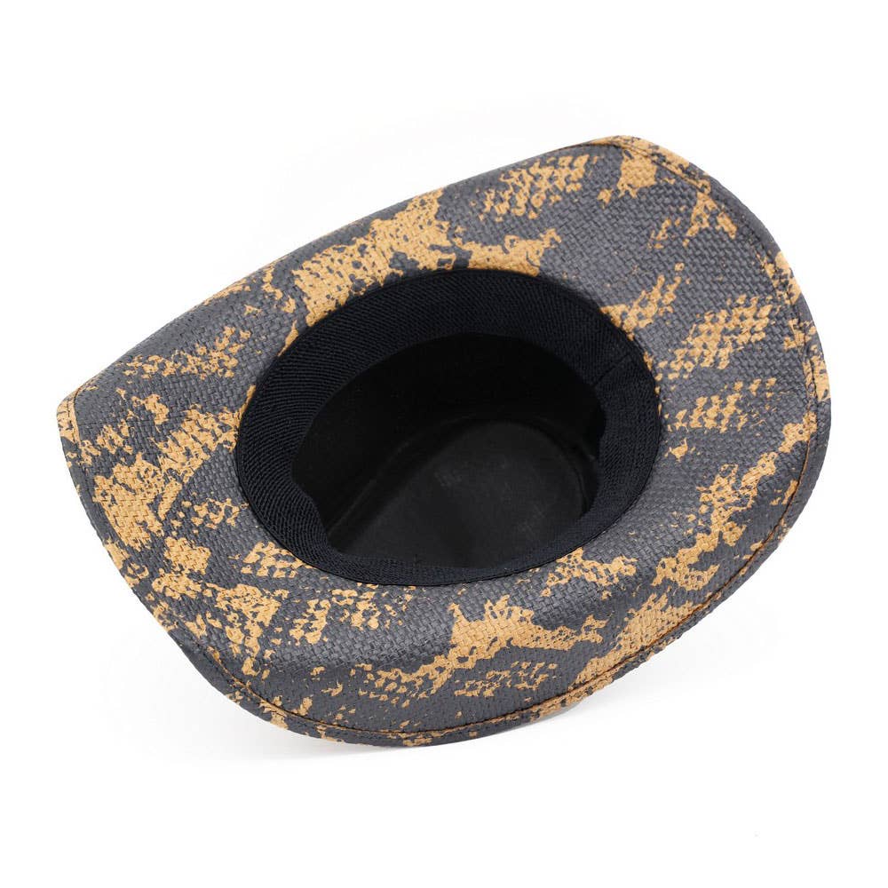 Steer Head Accent Snake Print Western Cowboy Hat