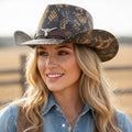 Steer Head Accent Snake Print Western Cowboy Hat