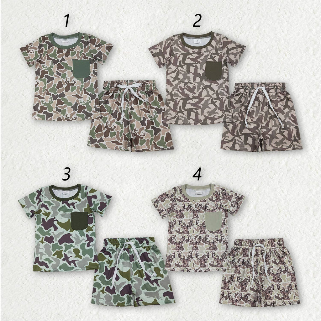 Sibling Baby Boys Camouflage Shirt Shorts Summer Sets