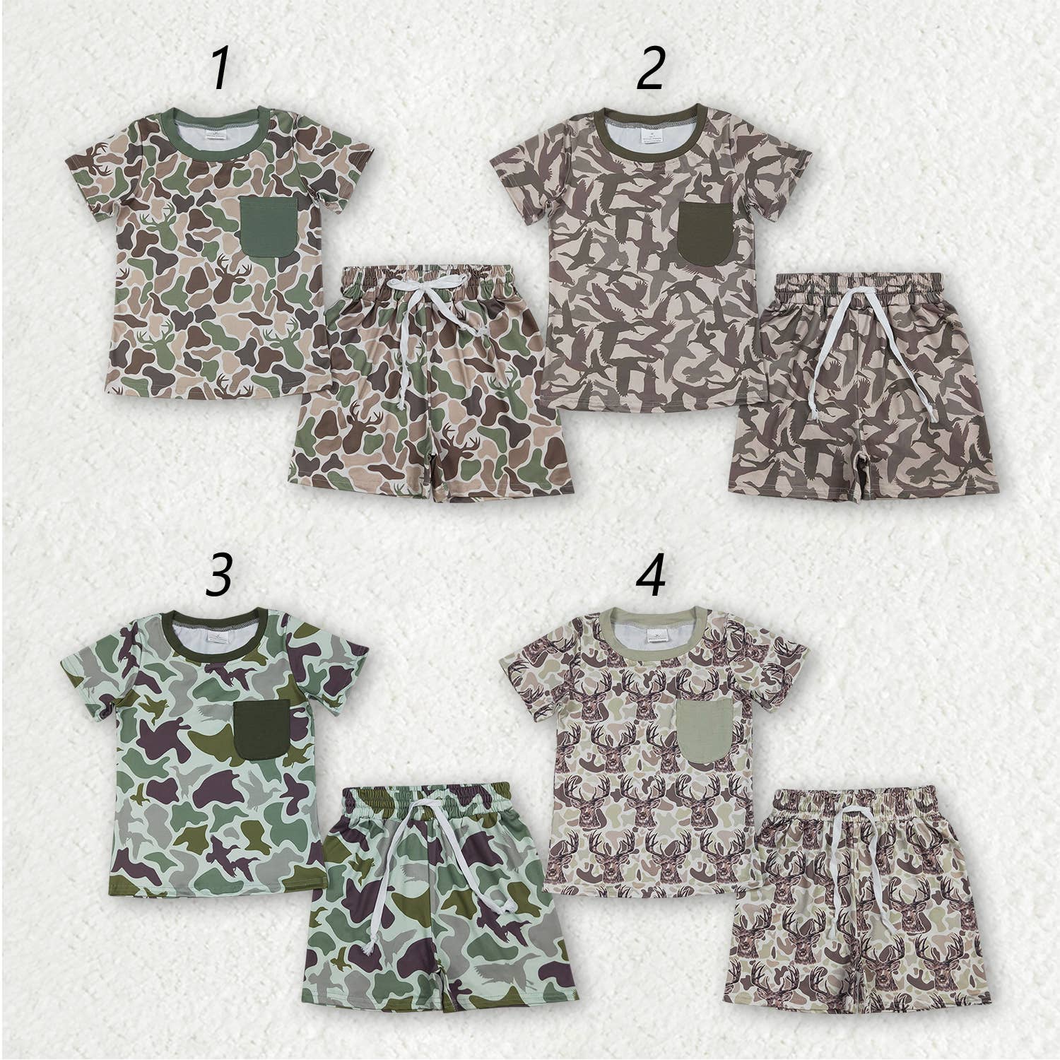 Sibling Baby Boys Camouflage Shirt Shorts Summer Sets