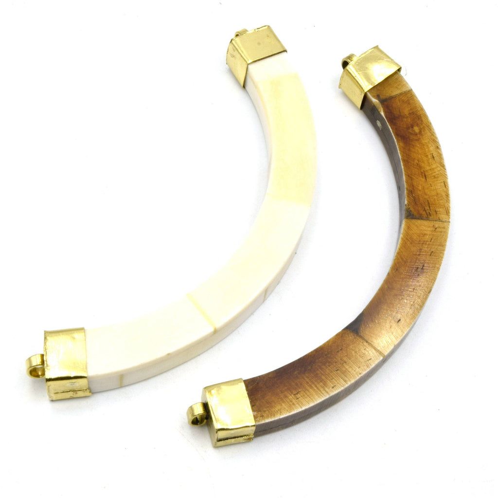 Curved Crescent Pendant | Ox Bone Flat Edged Focal Pendant | Horn Pendant