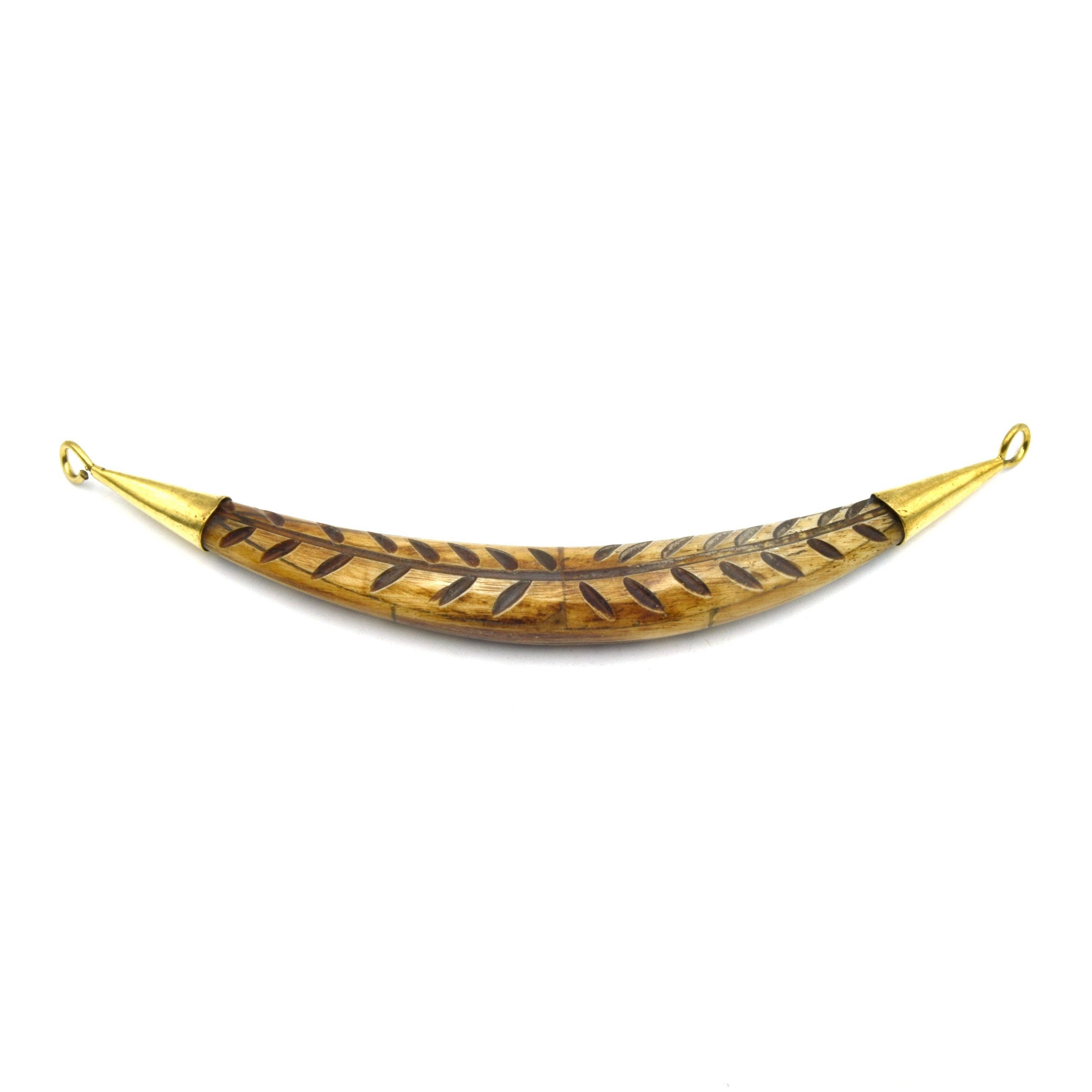 Curved Crescent Pendant | Ox Bone Double Bail Focal Pendant